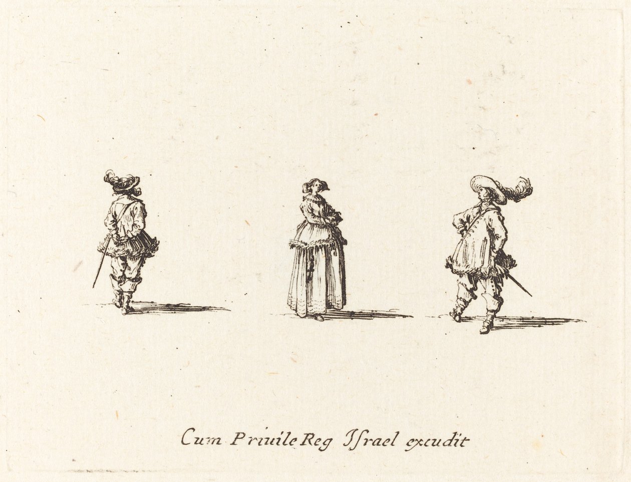 Karba tett hölgy és két úriember alkotó: Jacques Callot