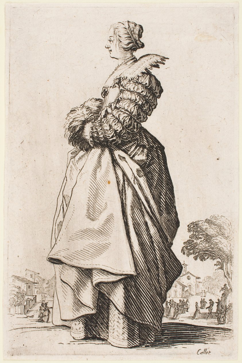 Hölgy muffal, a „Lotharingiai nemesség” sorozatból alkotó: Jacques Callot