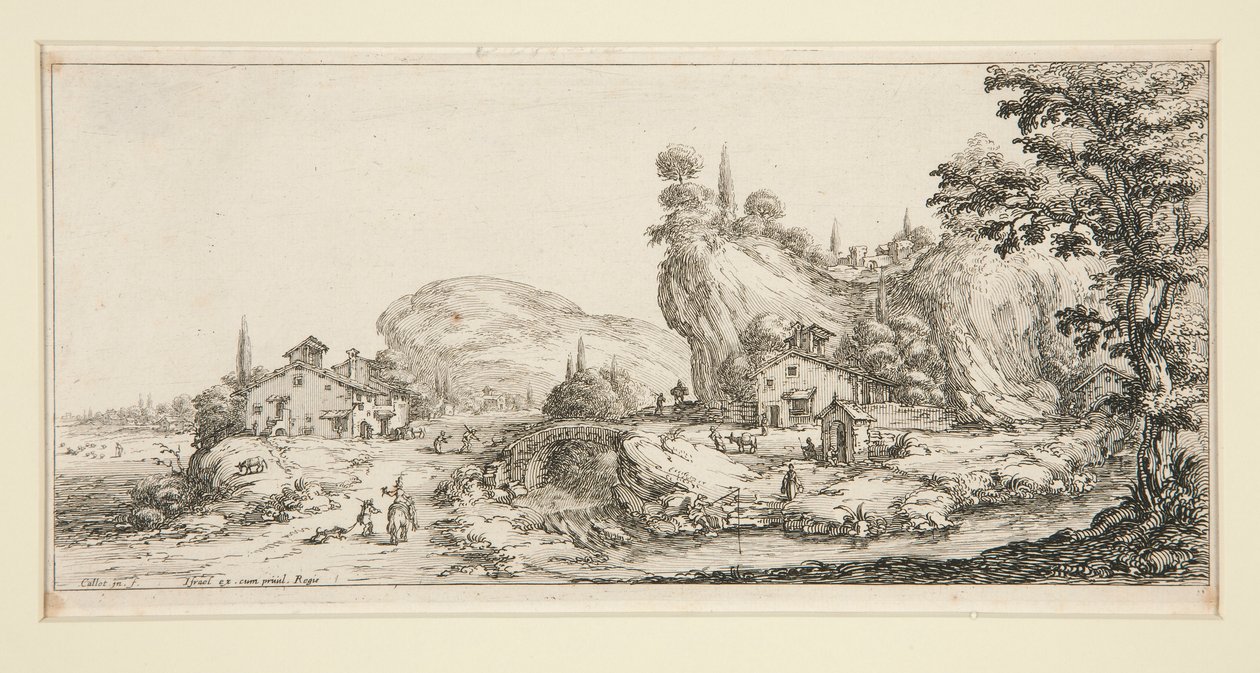6. tájkép a Giovanni de Medici tájképekből alkotó: Jacques Callot
