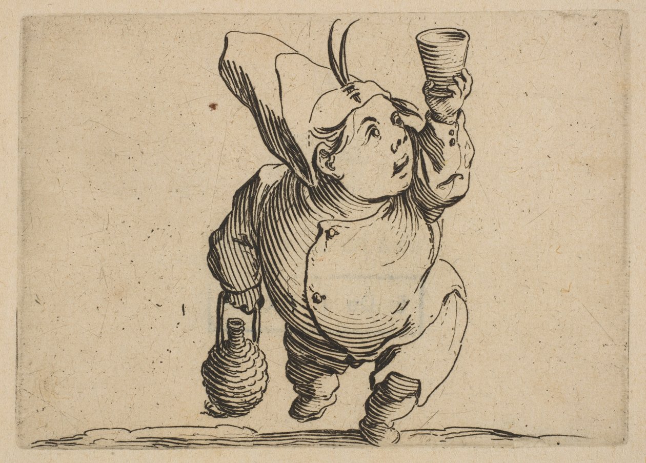 Le Beveur vu de Face Az ivó elölről nézve, Varie ábra Gobbi, öltöny..., 1616-22. alkotó: Jacques Callot
