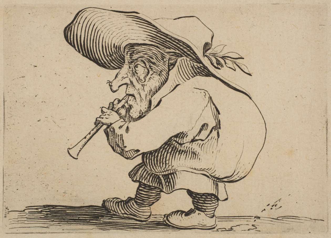 Le Joueur de Flageolet A Flageolet játékos, Varie Figure Gobbi, szvit a..., 1616-22. alkotó: Jacques Callot