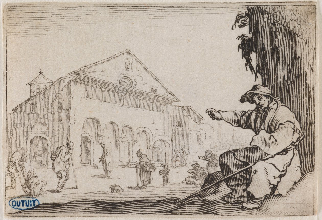 Szeszélyek, A menhely. Az 50, Nancyban metszett lapból álló sorozat harmincnyolcadik száma (Lieure 465, Meaume 843) alkotó: Jacques Callot