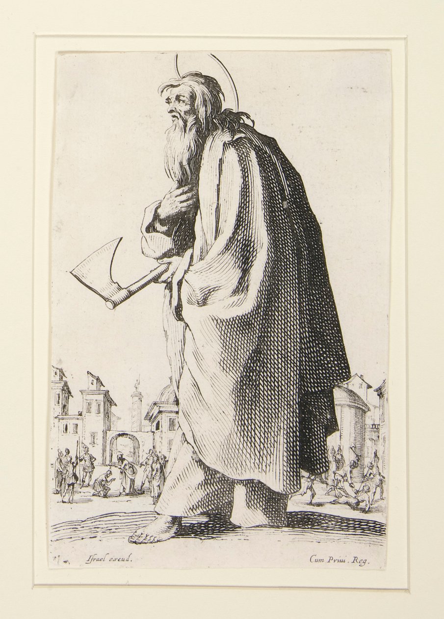 Állnak a nagy apostolok, akik a Megváltót, a Boldogságot és a Szent Mária apostolt képviselik alkotó: Jacques Callot