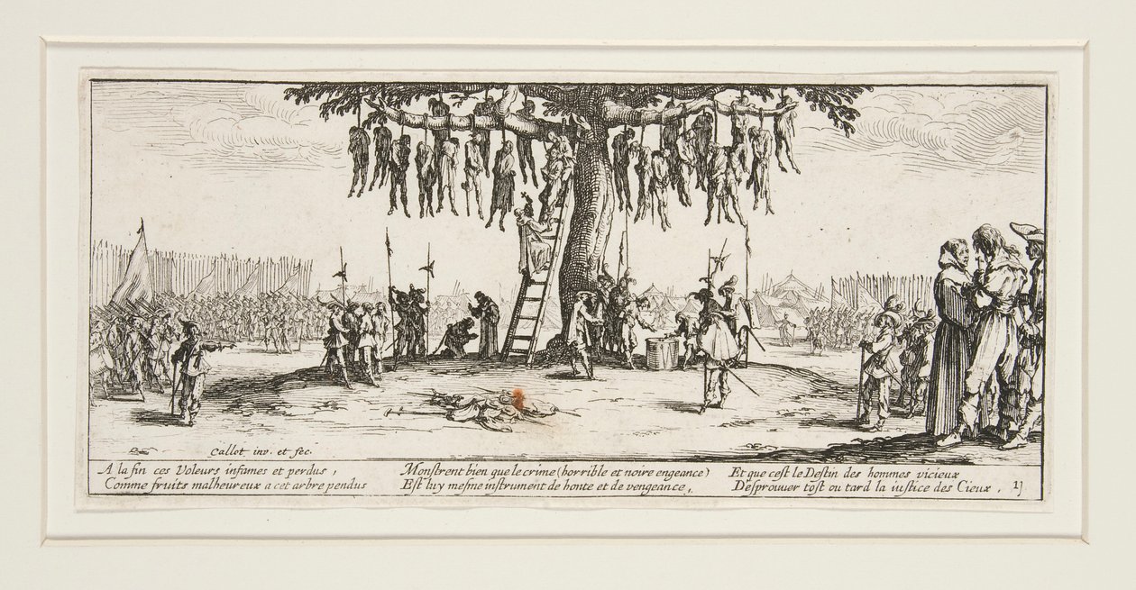 A háború nagy nyomorúságai: N. 11 - Az akasztás alkotó: Jacques Callot