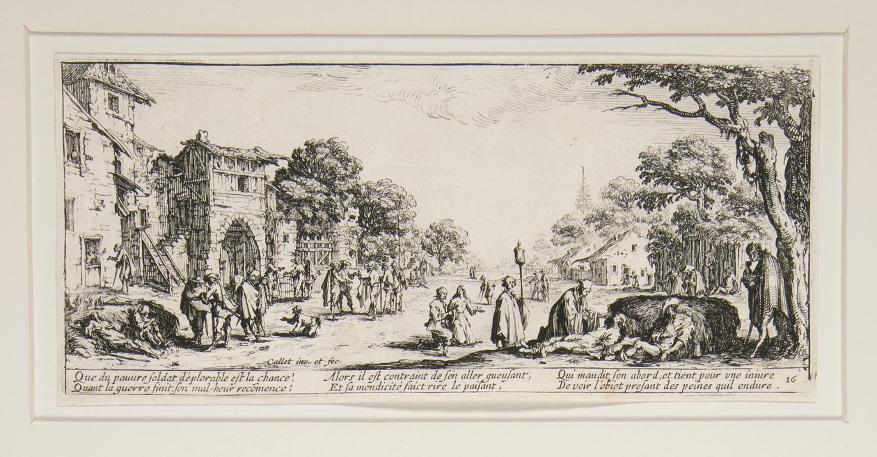 A háború nagy nyomorúságai: N. 16 - Haldoklók az utak szélén alkotó: Jacques Callot