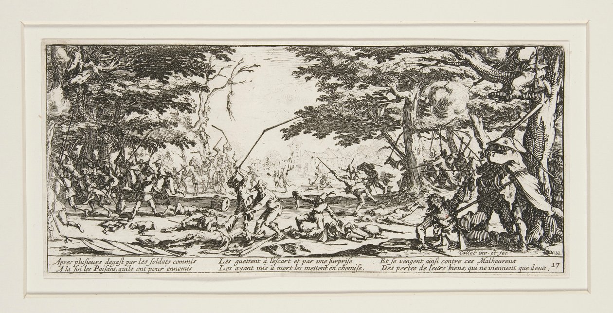 A háború nagy nyomorúságai: N. 17 - A parasztok bosszúja alkotó: Jacques Callot