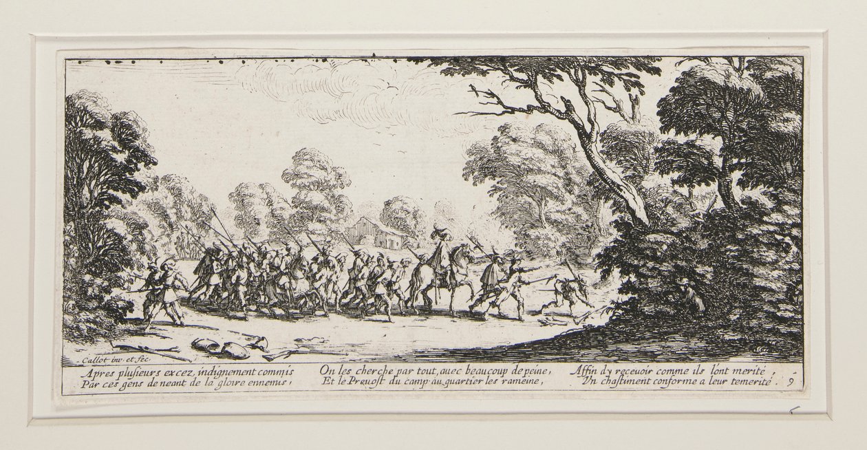 A háború nagy nyomorúságai: 9. szám – A gonosztevők felfedezése alkotó: Jacques Callot