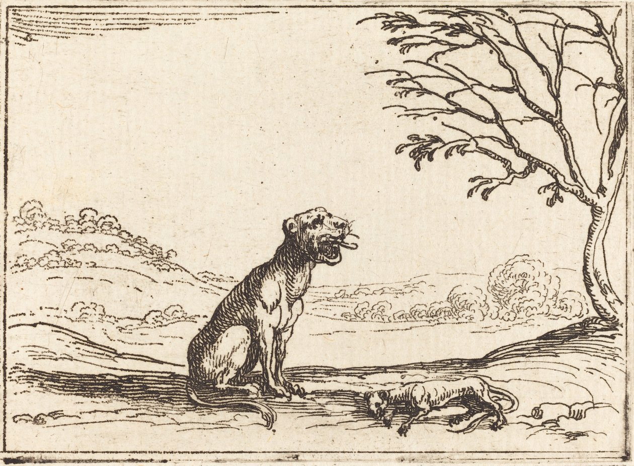 Oroszlán gyászolja a kölykét alkotó: Jacques Callot