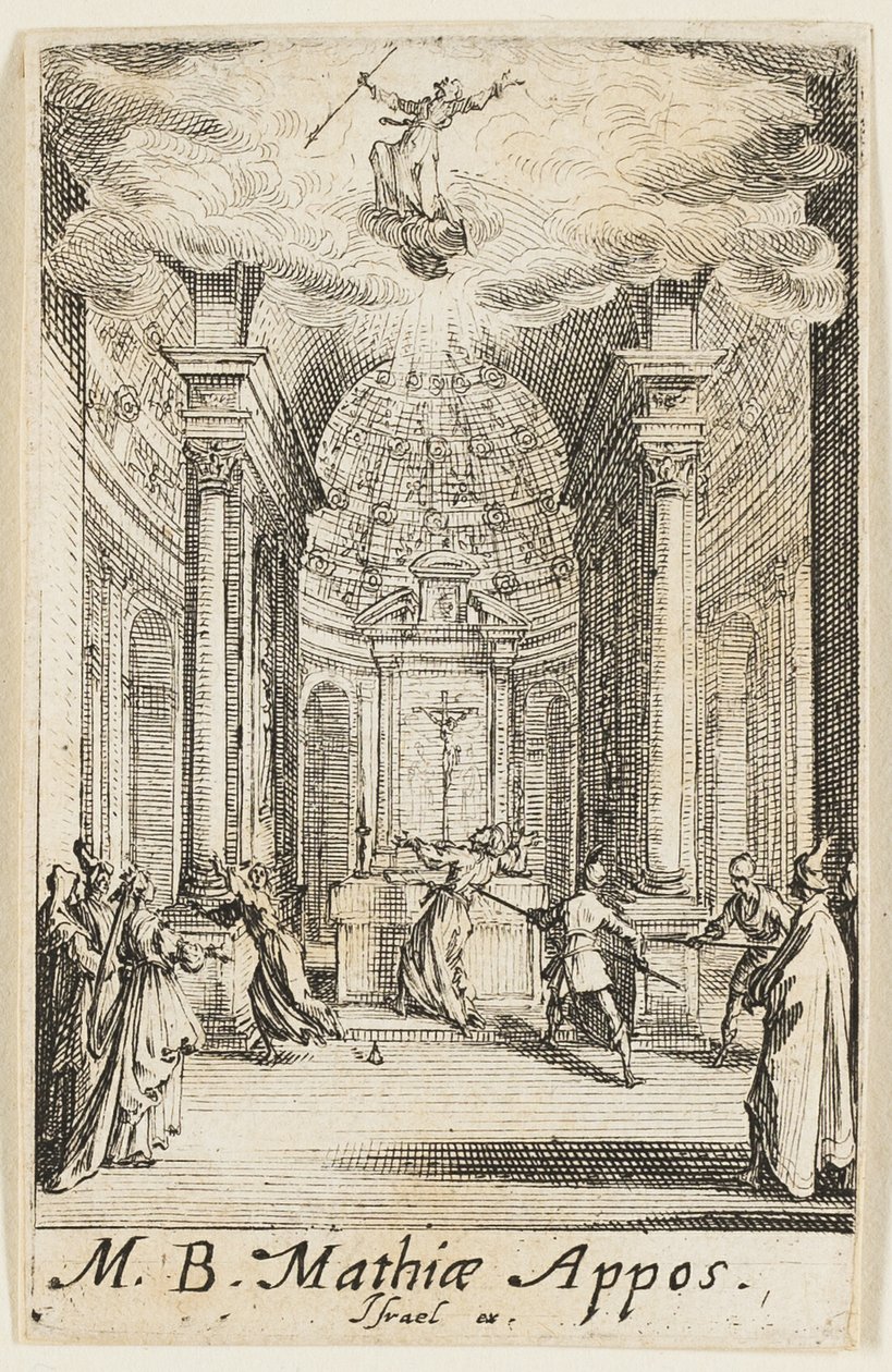 Szent Mátyás mártíromsága, tizenegyedik tábla az Apostolok mártíromsága című kötetből. alkotó: Jacques Callot