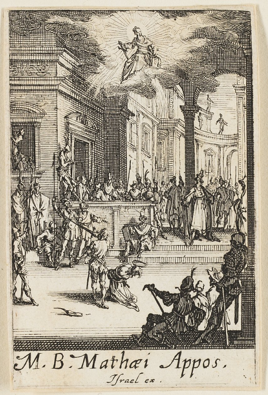 Szent Máté mártíromsága, tizenharmadik tábla az Apostolok mártíromsága című kötetből. alkotó: Jacques Callot