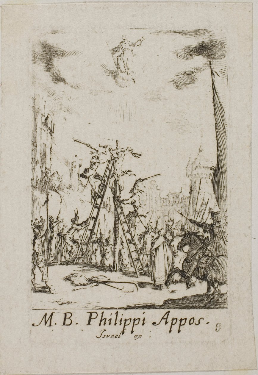 Szent Fülöp mártíromsága, nyolcadik tábla az Apostolok mártíromsága című kötetből. alkotó: Jacques Callot