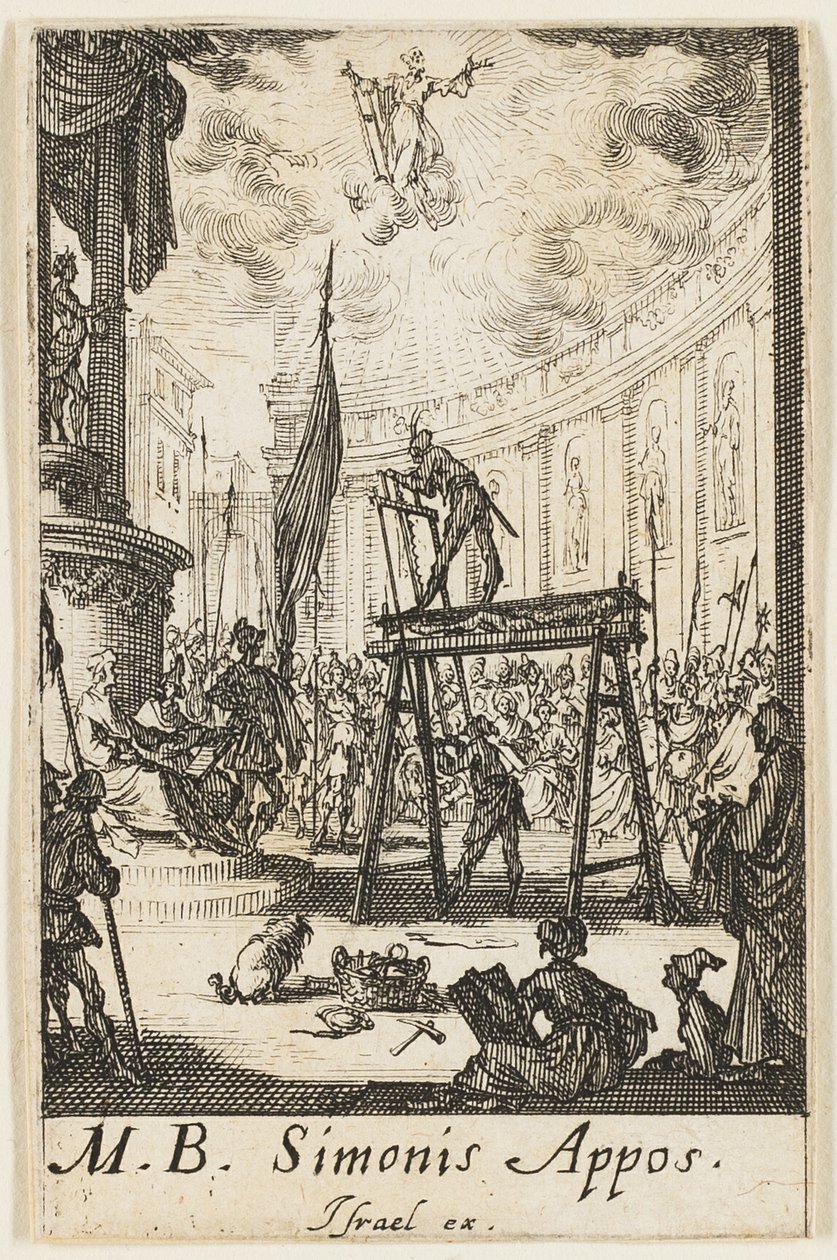 Szent Simon mártíromsága, tízes tábla az Apostolok mártíromságai című könyvből. alkotó: Jacques Callot