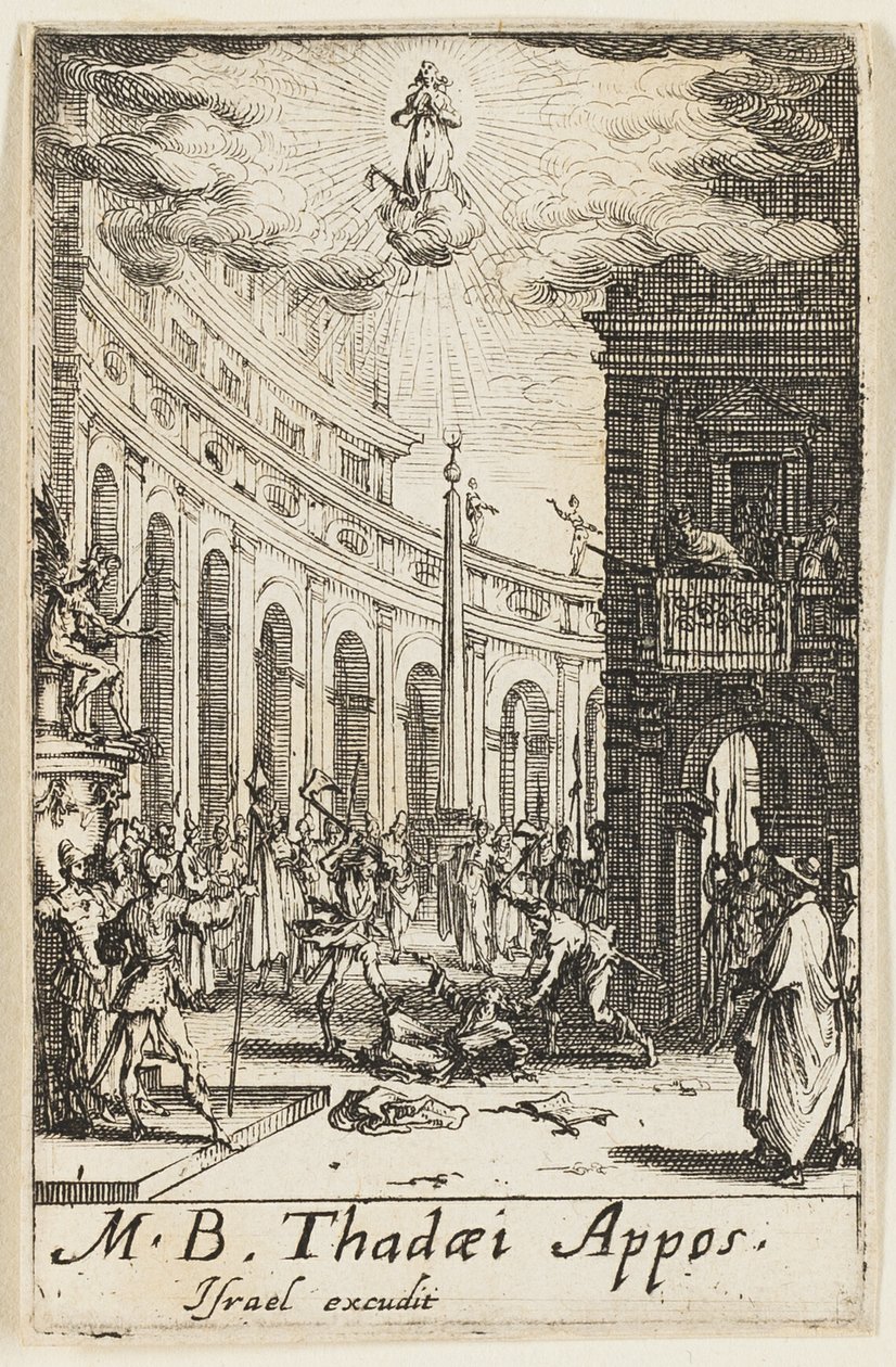 Szent Thaddeus mártíromsága, tizenkettedik tábla az Apostolok mártíromsága című kötetből. alkotó: Jacques Callot