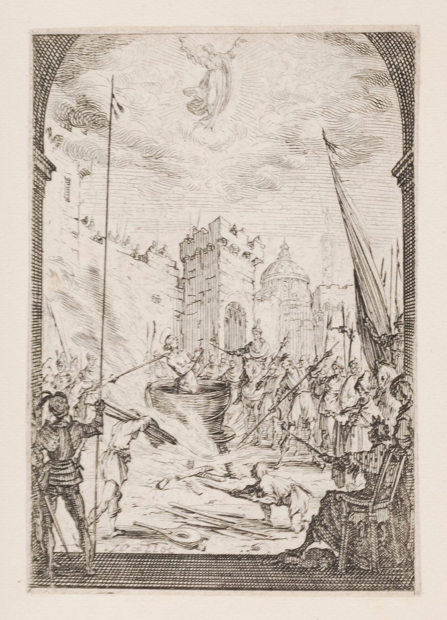 Szent János evangélista mártíromsága, sz. 2. Az apostolok vértanúságából alkotó: Jacques Callot