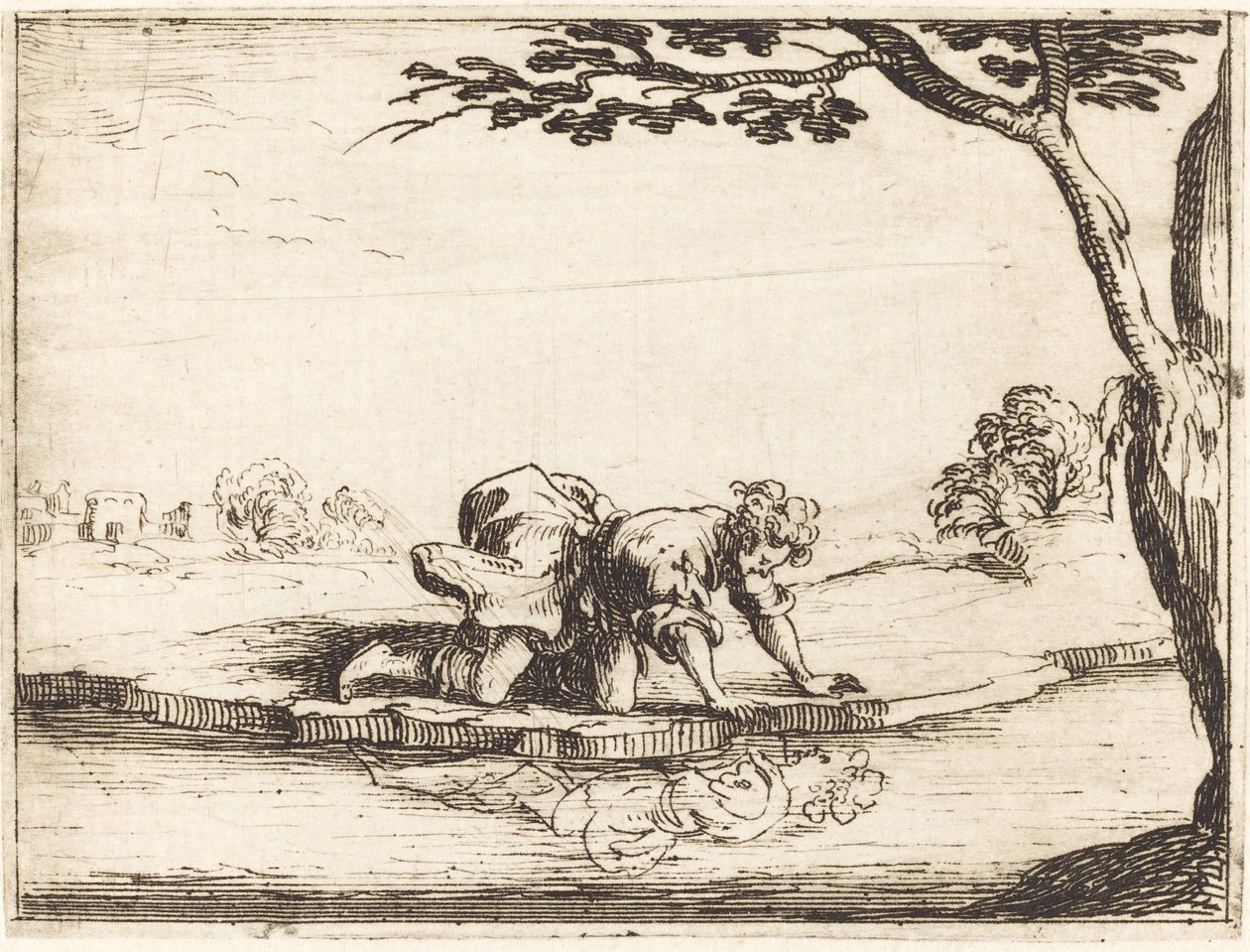 Nárcisz keres a vízben alkotó: Jacques Callot