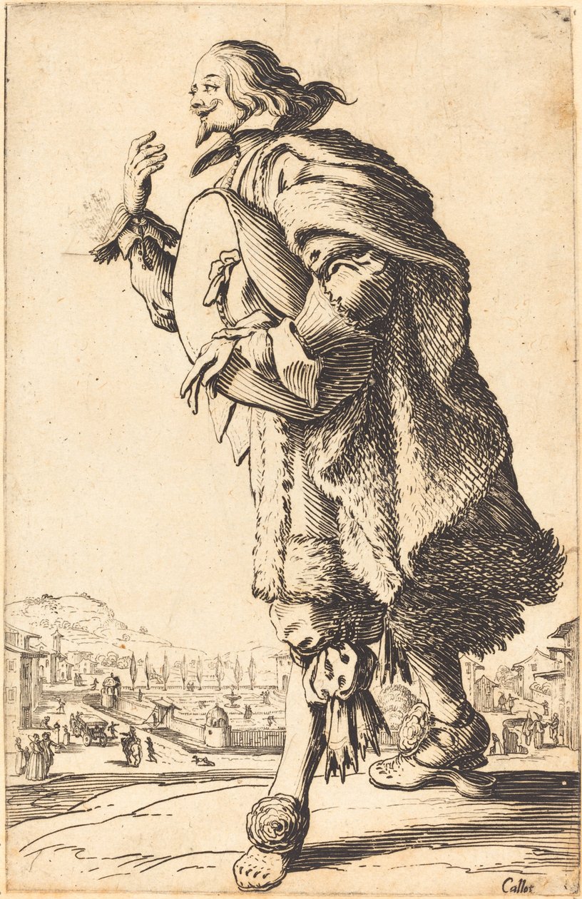 Nemes férfi filckalapban, meghajolva alkotó: Jacques Callot