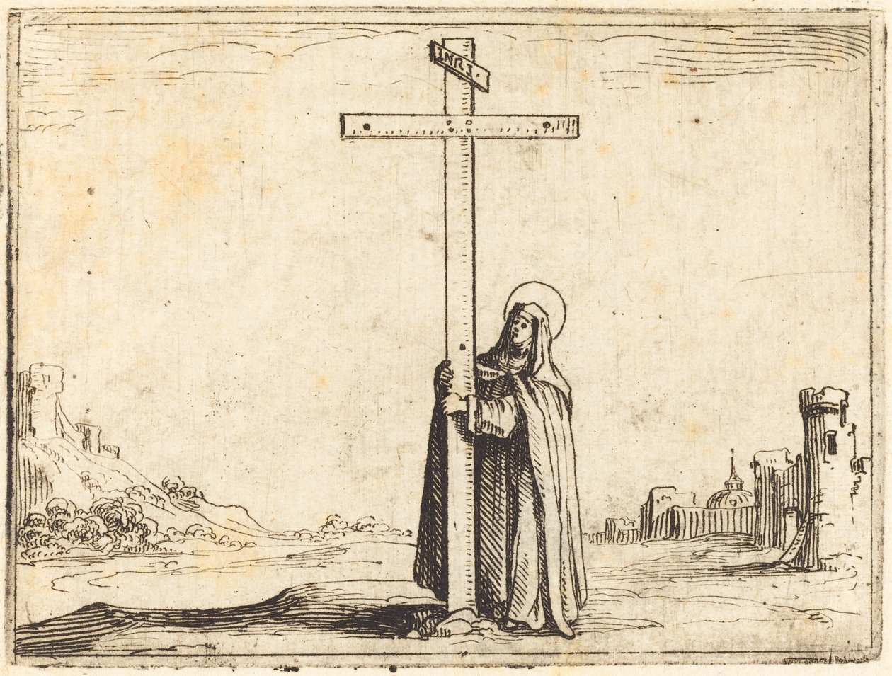 Apáca átöleli a Szent Keresztet alkotó: Jacques Callot