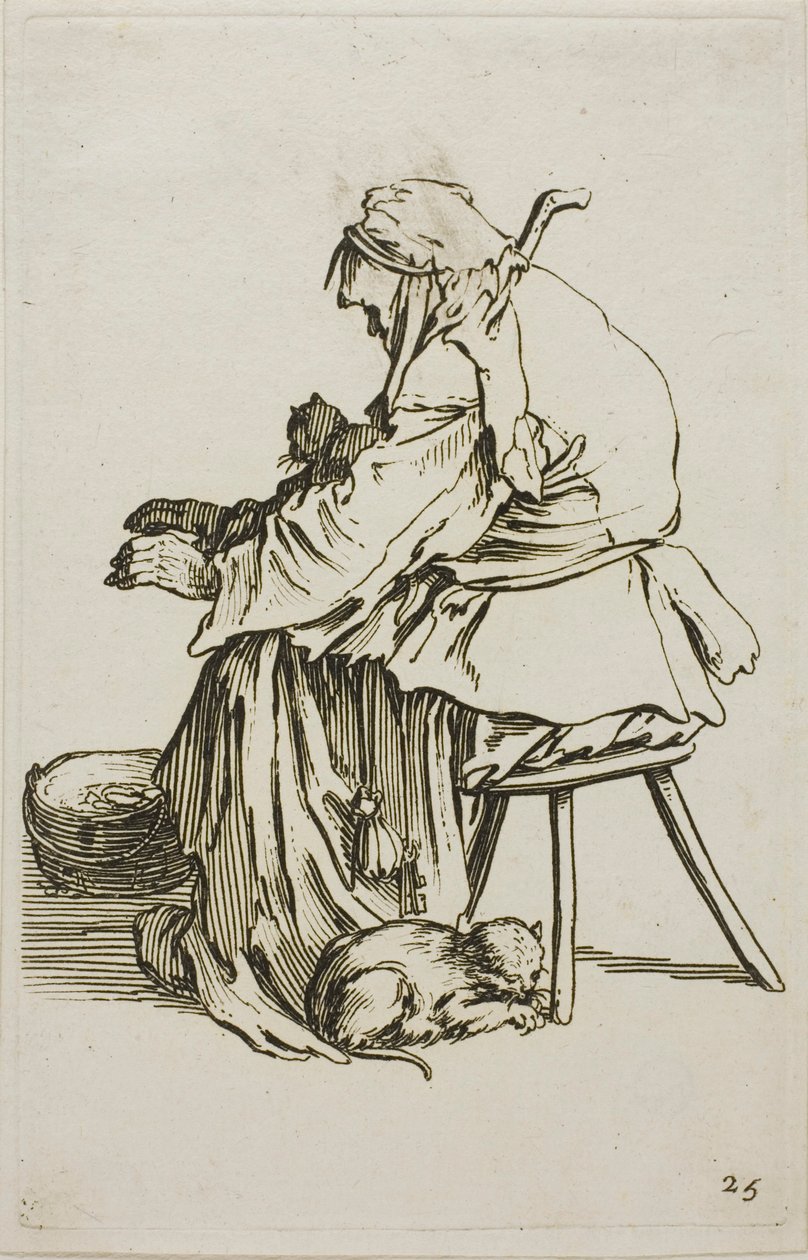 Öregasszony macskákkal, 25-ös tábla a The Beggars-től alkotó: Jacques Callot