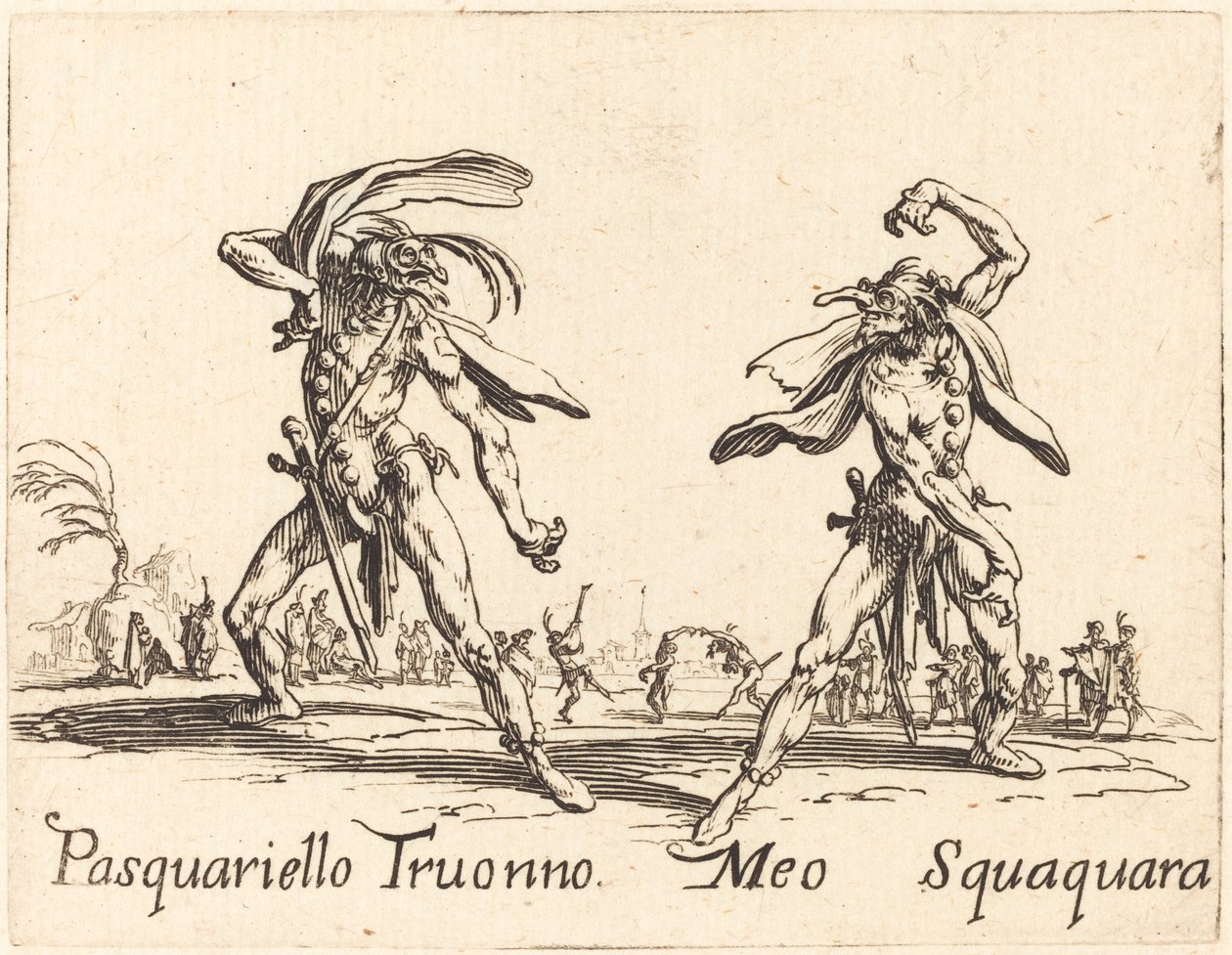 Pasquariello Truonno és Meo Squaquara alkotó: Jacques Callot
