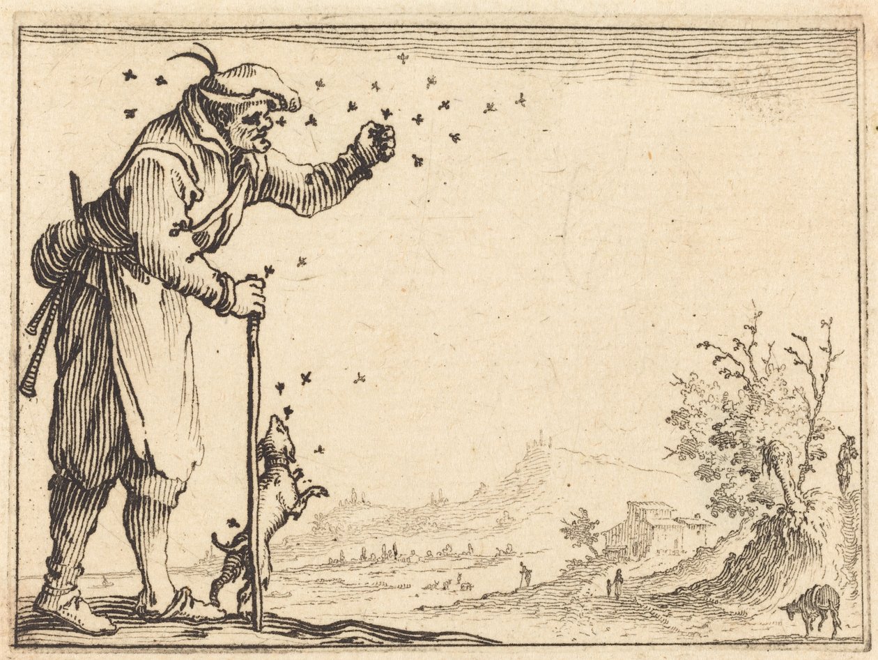 Méhek által megtámadott paraszt alkotó: Jacques Callot