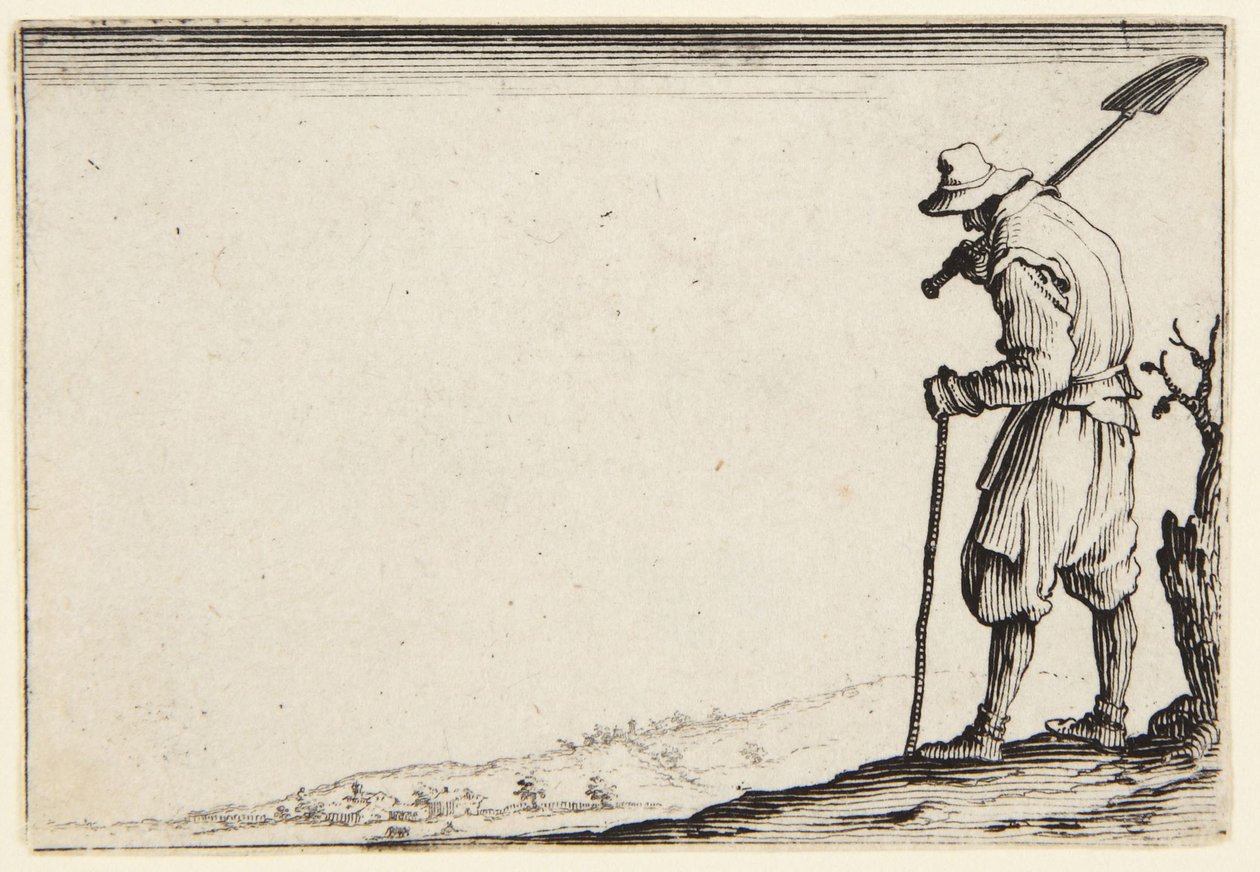 Vállán ásót cipelő paraszt alkotó: Jacques Callot