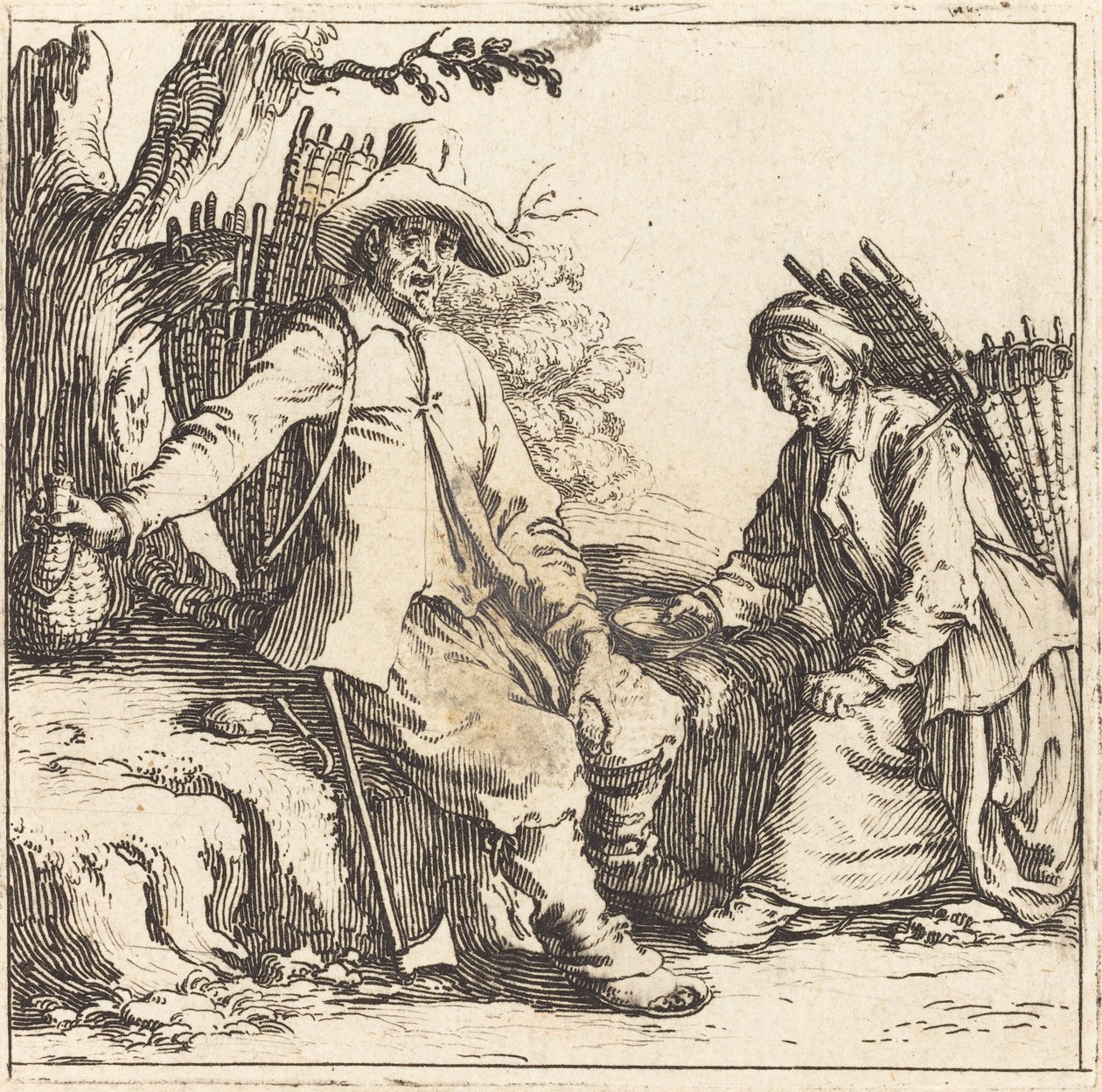 Parasztházaspár nyugalomban alkotó: Jacques Callot