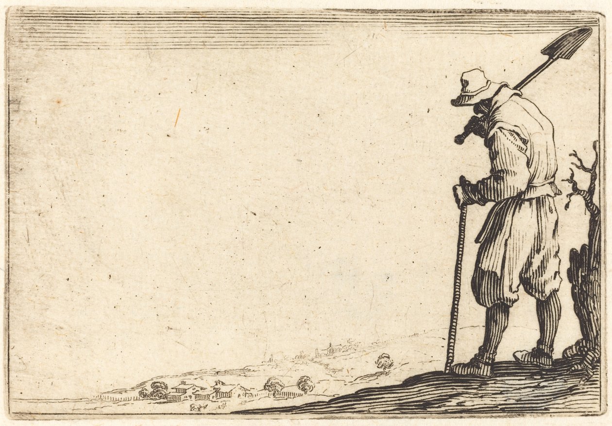 Paraszt, lapáttal a vállán alkotó: Jacques Callot