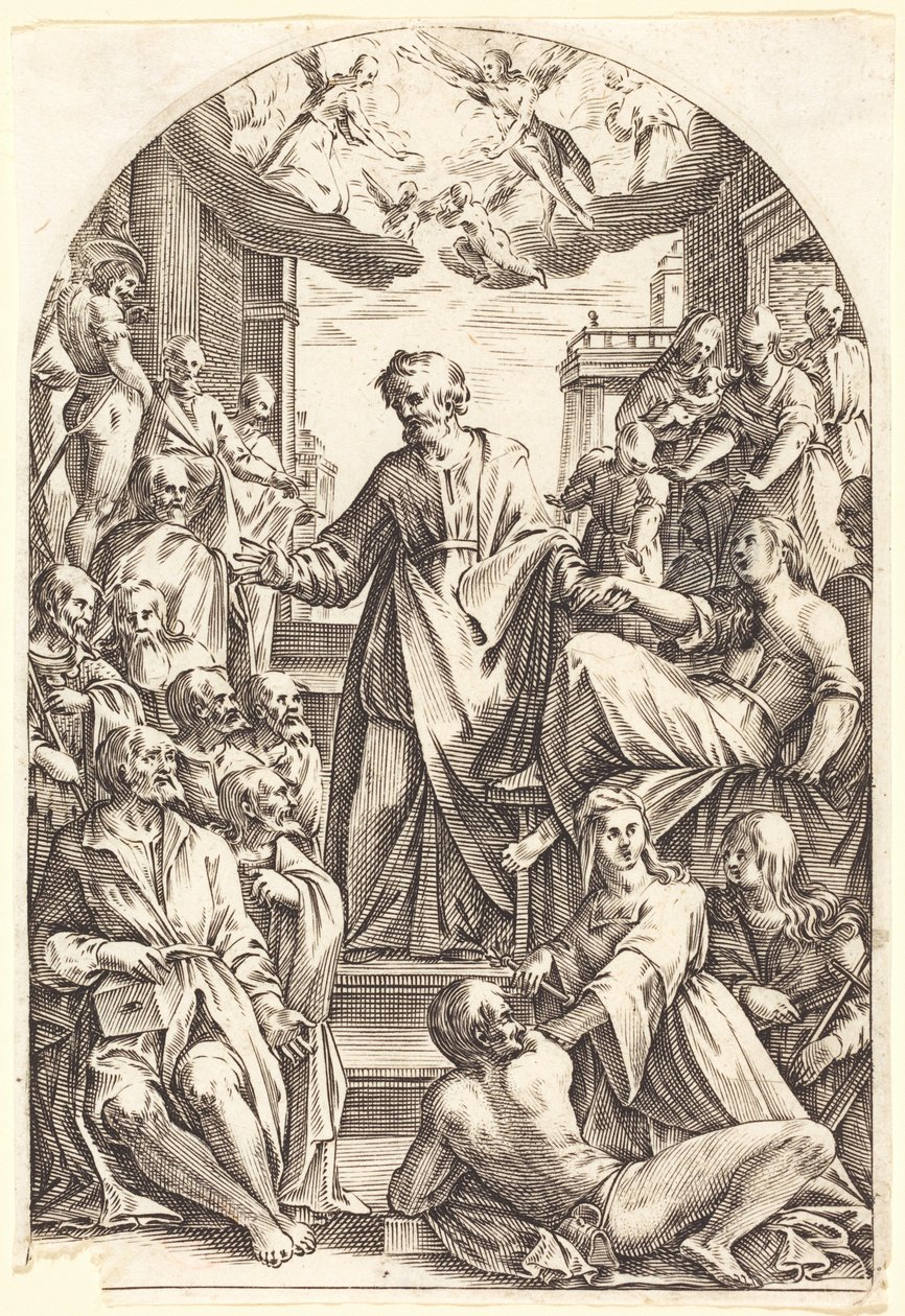 Péter feltámasztja Tabitát alkotó: Jacques Callot