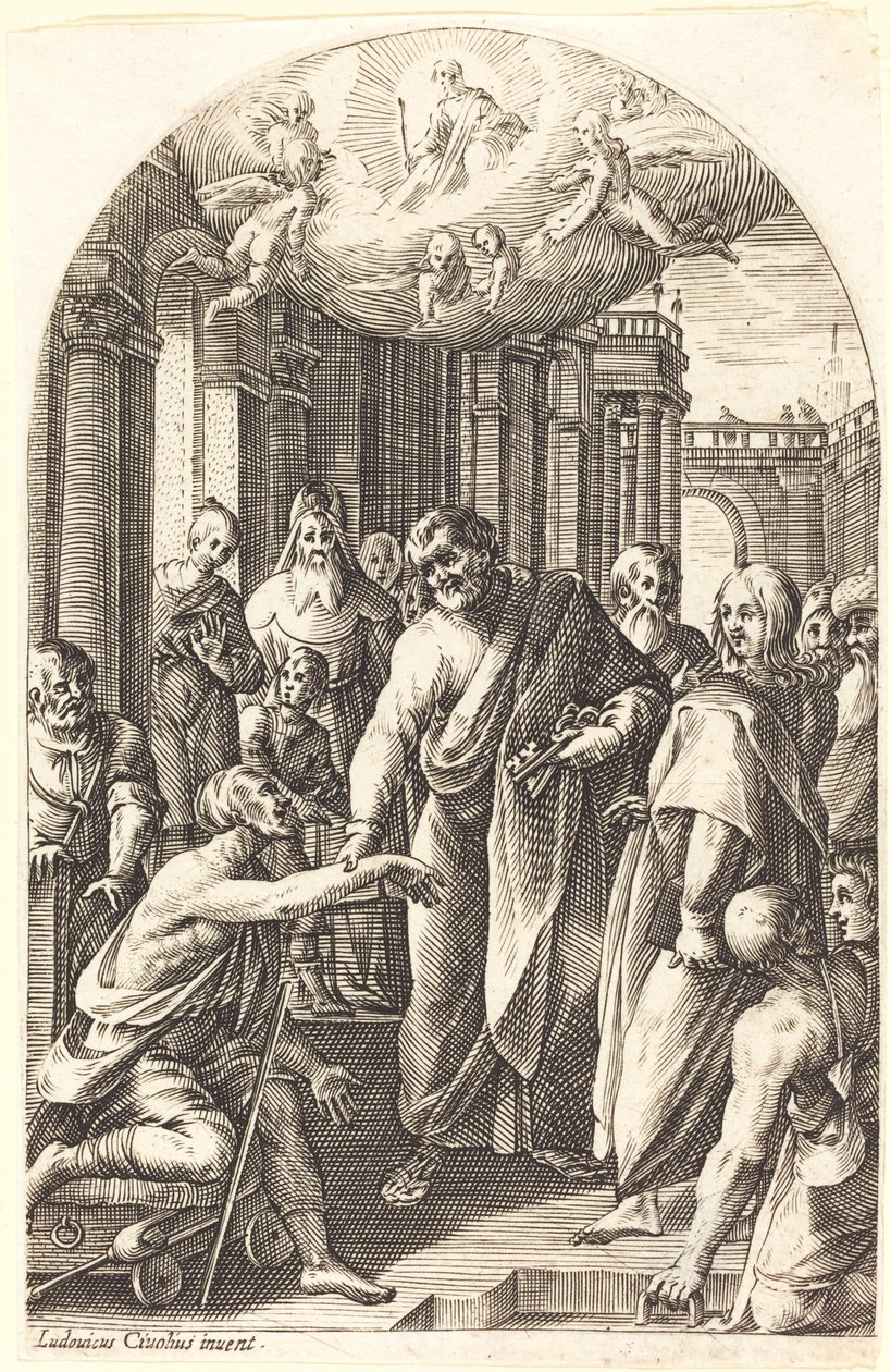 Péter és János a sánták gyógyítása alkotó: Jacques Callot