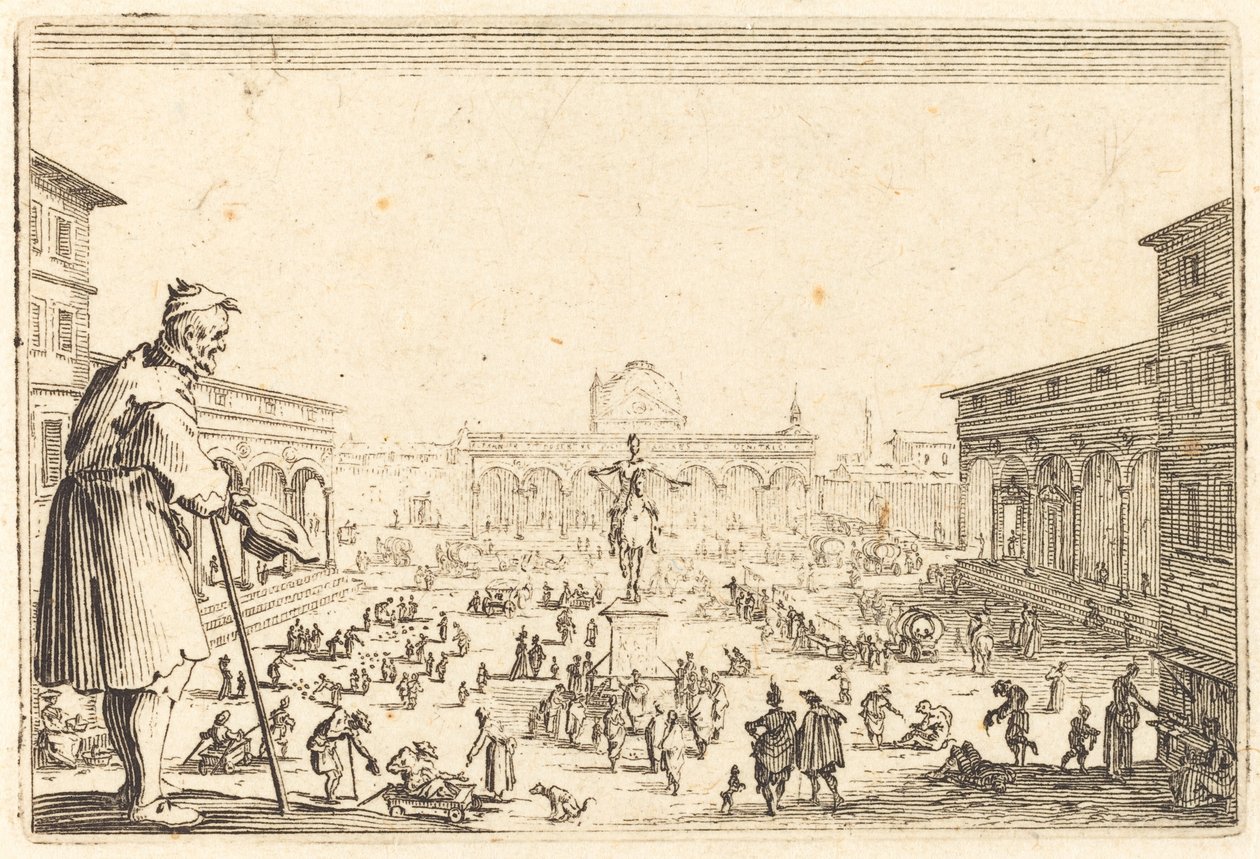 Piazza SS. Annunziata, Firenze, c. 1622. alkotó: Jacques Callot
