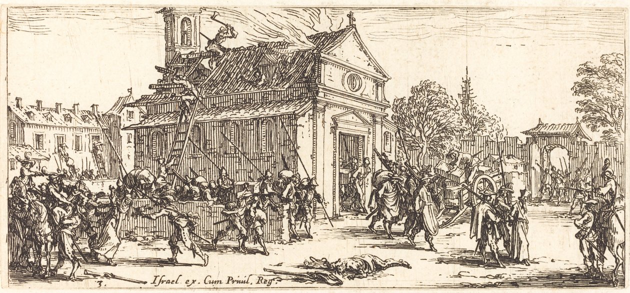 Egy kolostor kifosztása, c. 1633. alkotó: Jacques Callot