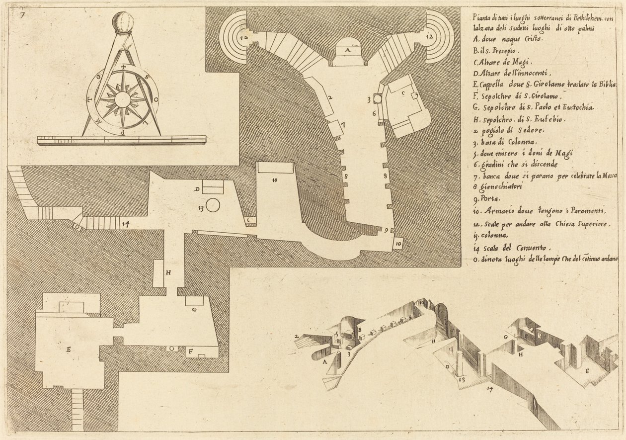 Betlehem összes fontos helyének terve alkotó: Jacques Callot
