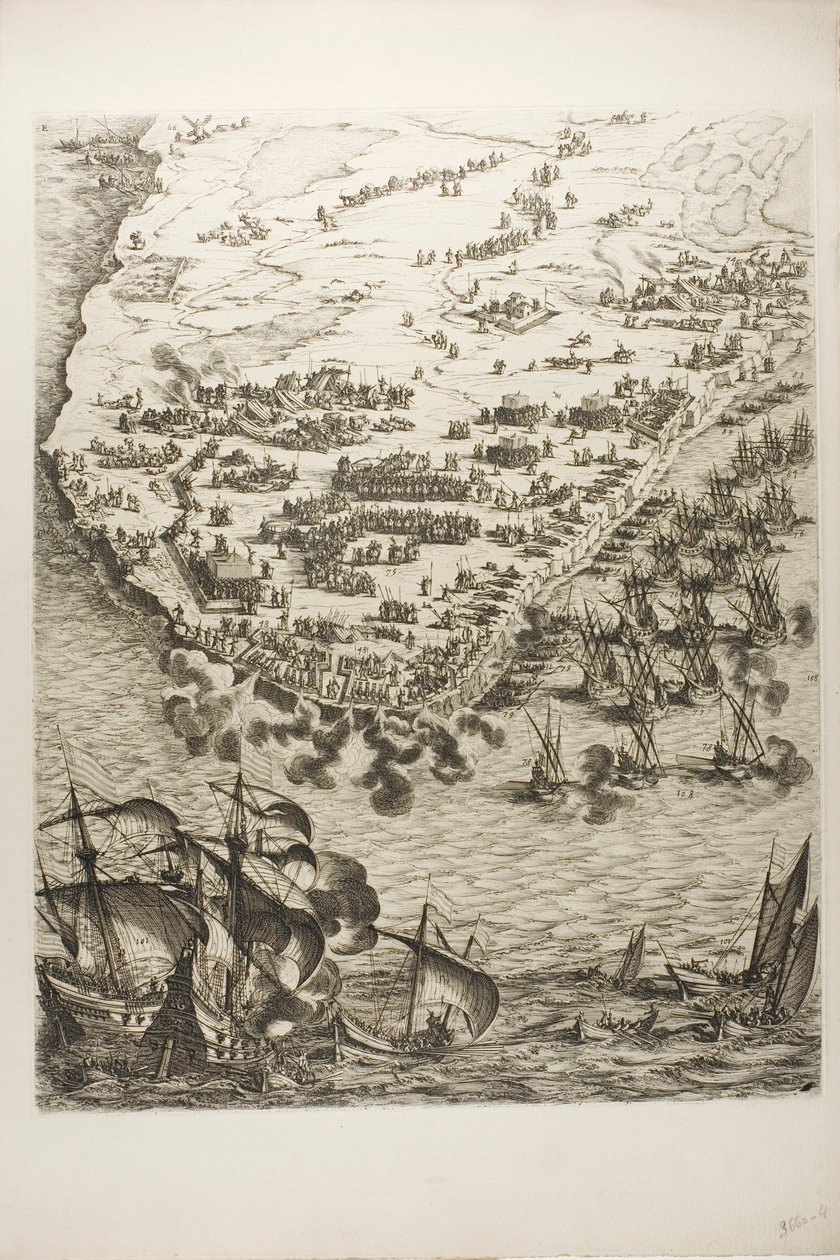 Negyedik tábla La Rochelle ostromából alkotó: Jacques Callot