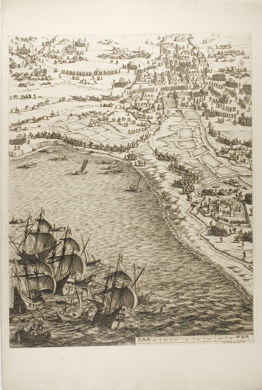 Hatodik tábla La Rochelle ostromából alkotó: Jacques Callot