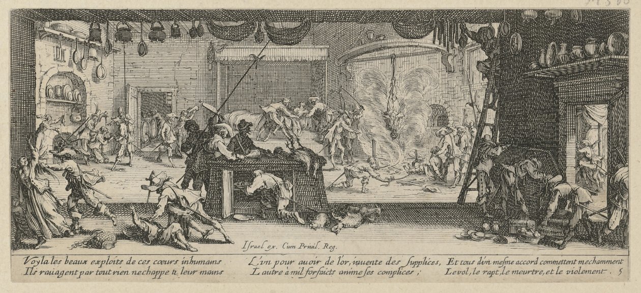 Egy tanya kifosztása, az „A háború borzalmai” című sorozat 5. része alkotó: Jacques Callot