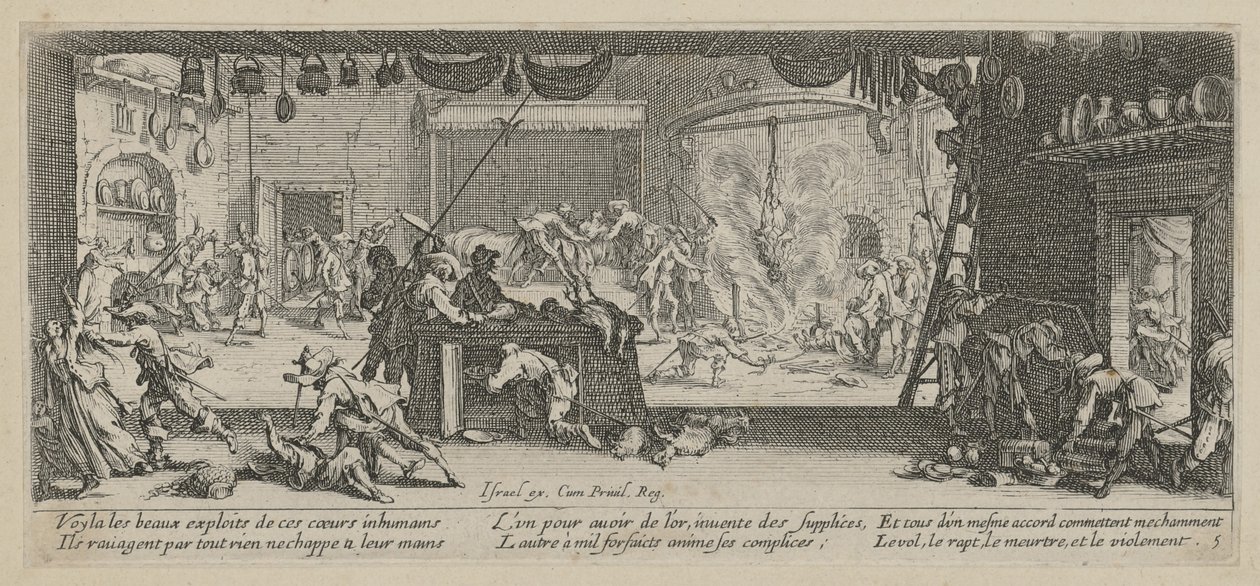 Egy tanya kifosztása, az „A háború borzalmai” című sorozat 5. része alkotó: Jacques Callot