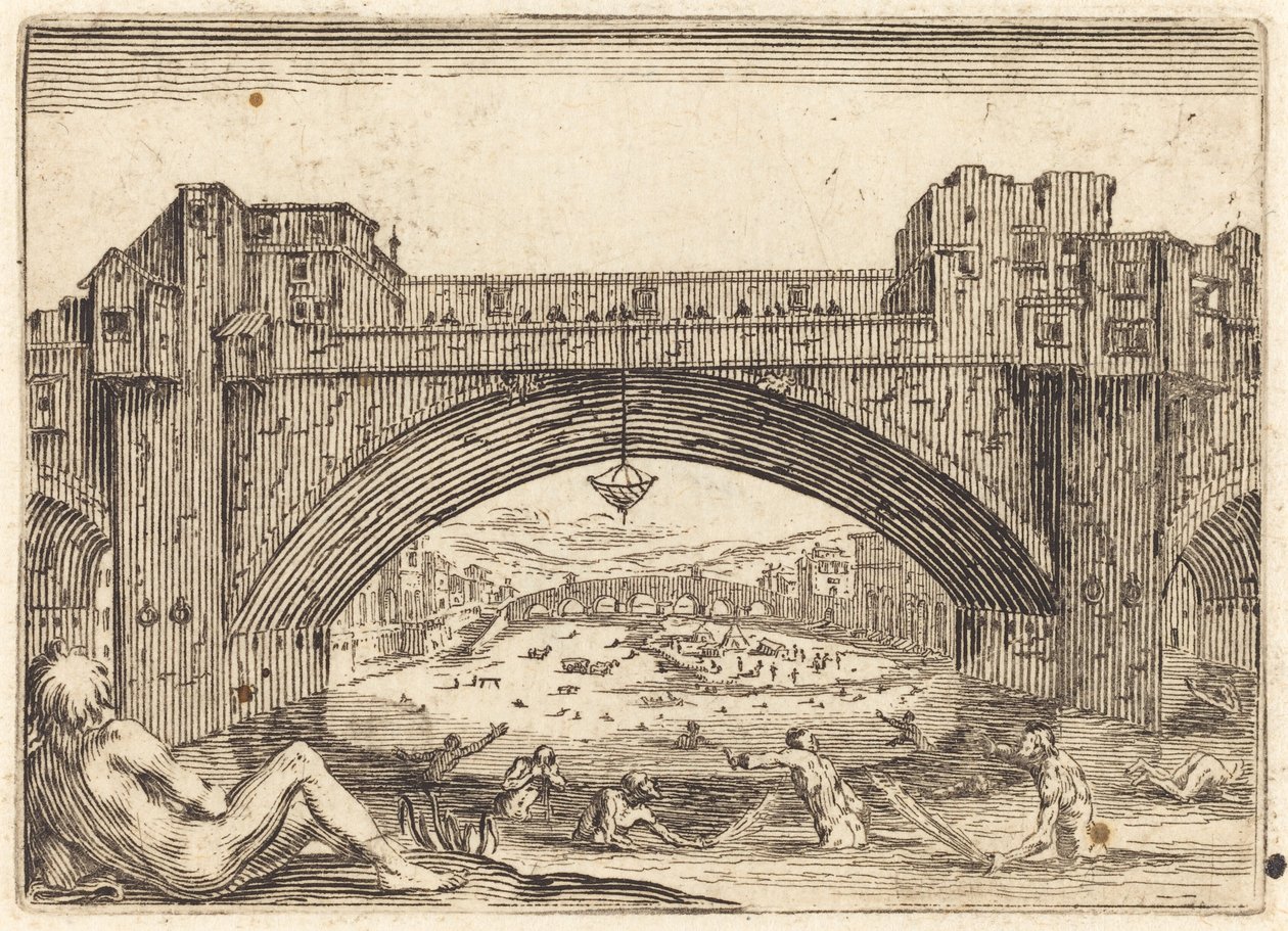 Ponte Vecchio, Firenze, kb. 1622. alkotó: Jacques Callot