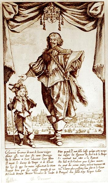 Claude Deruet (1588-1660) Portugáliai Lovag portréja (metszet) (f/w fotó) alkotó: Jacques Callot