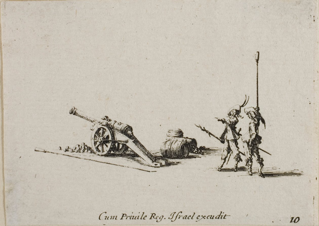 Felkészülés a kánon tüzelésére, tizedik lemez a Katonai gyakorlatokból alkotó: Jacques Callot