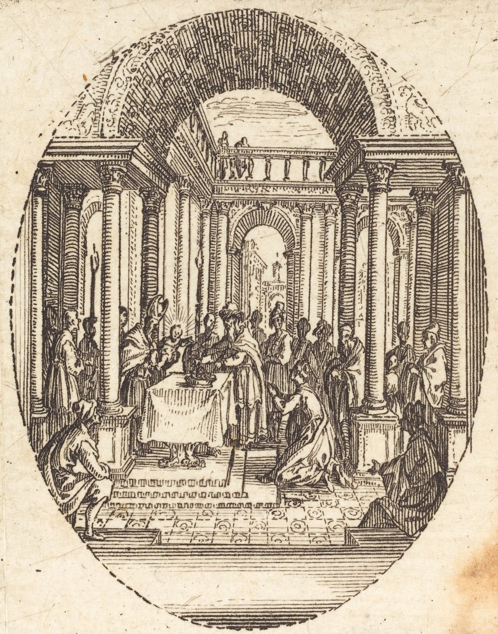 Bemutató a templomban, c. 1631. alkotó: Jacques Callot