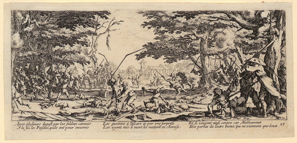 A parasztok bosszúja, a „A háború szörnyűségei” című sorozat 17. része alkotó: Jacques Callot