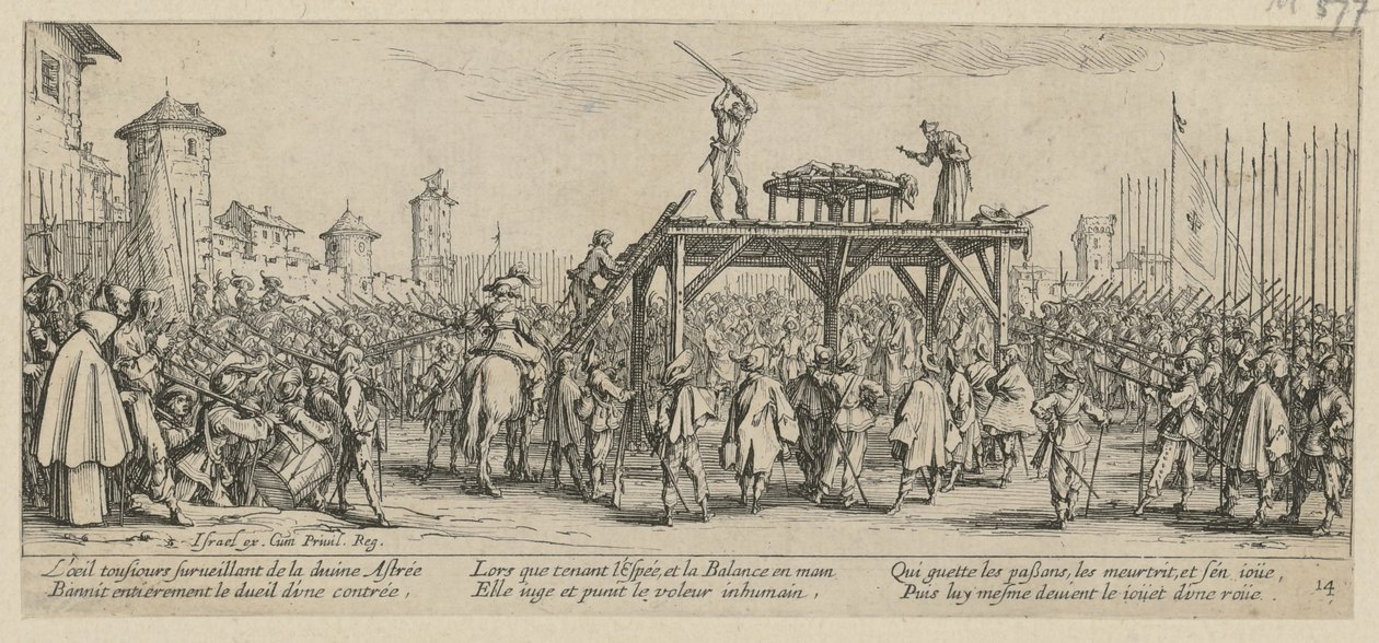 Kerék, a „A háború borzalmai” című sorozat 14. része alkotó: Jacques Callot