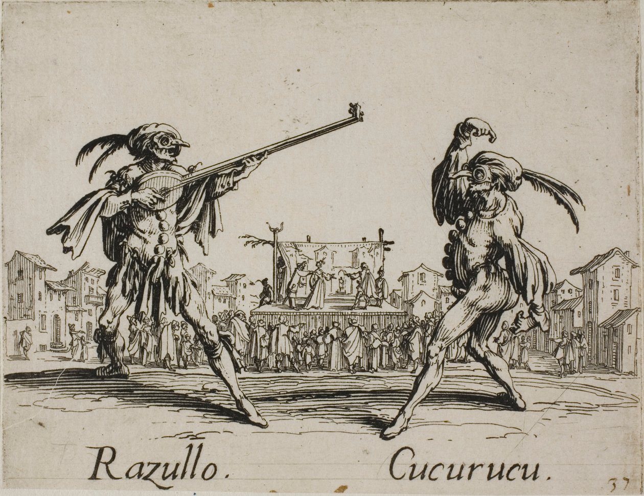 Razullo - Cucurucu, 19. tányér a Balli di Sfessania-tól alkotó: Jacques Callot