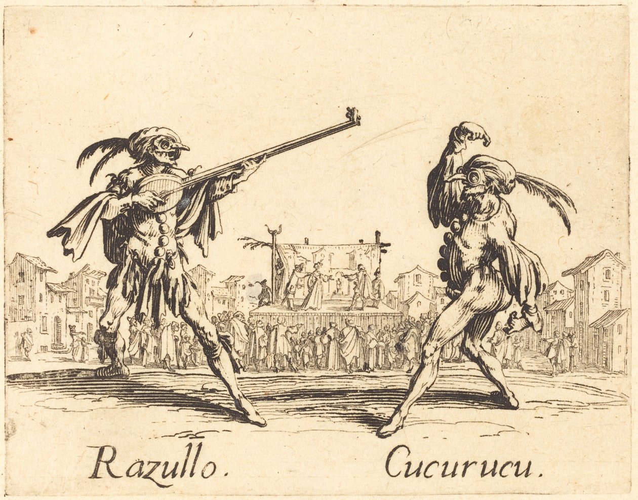 Razullo és Cucurucu, c. 1622. alkotó: Jacques Callot
