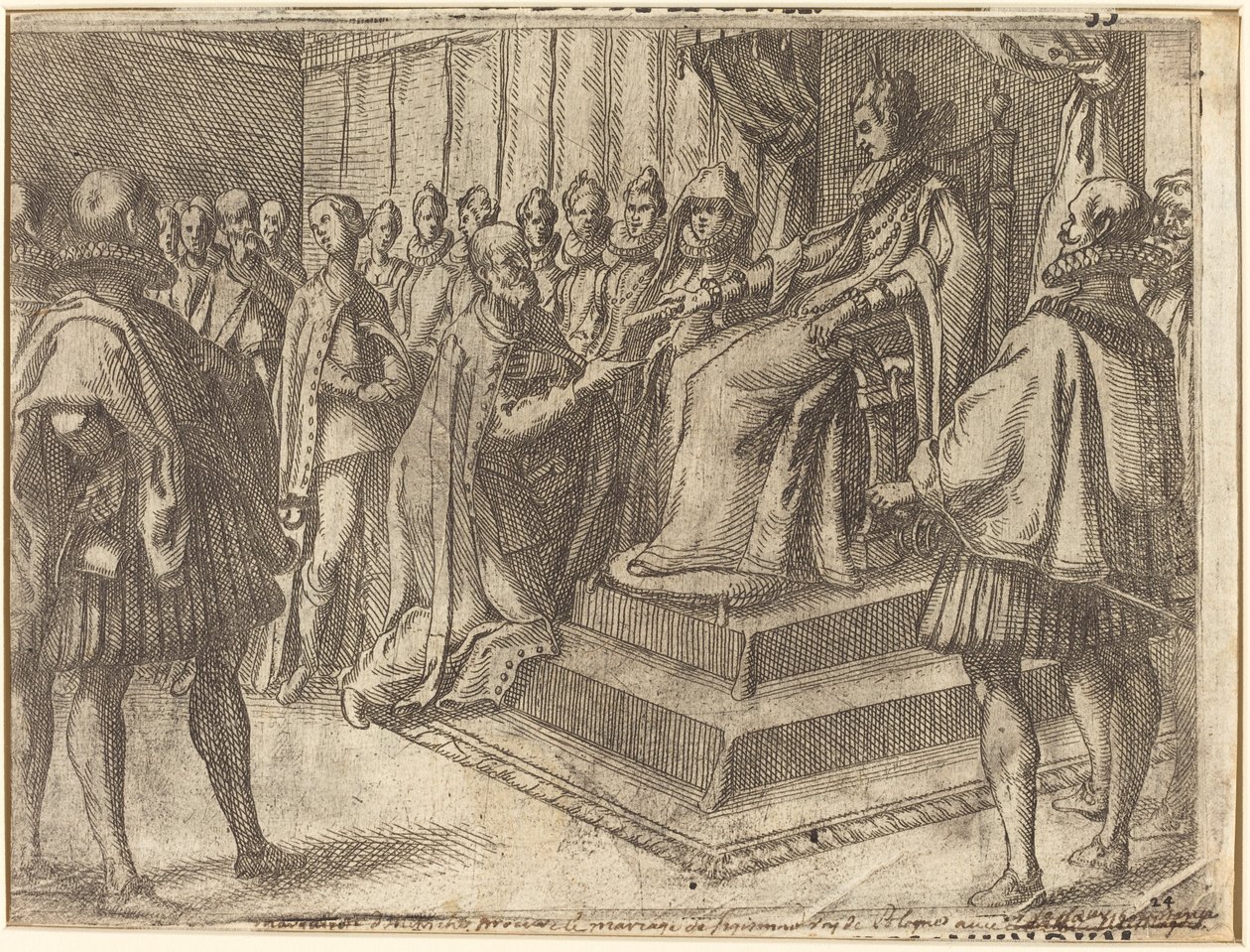 Lengyelország követének fogadása [recto], 1612. alkotó: Jacques Callot