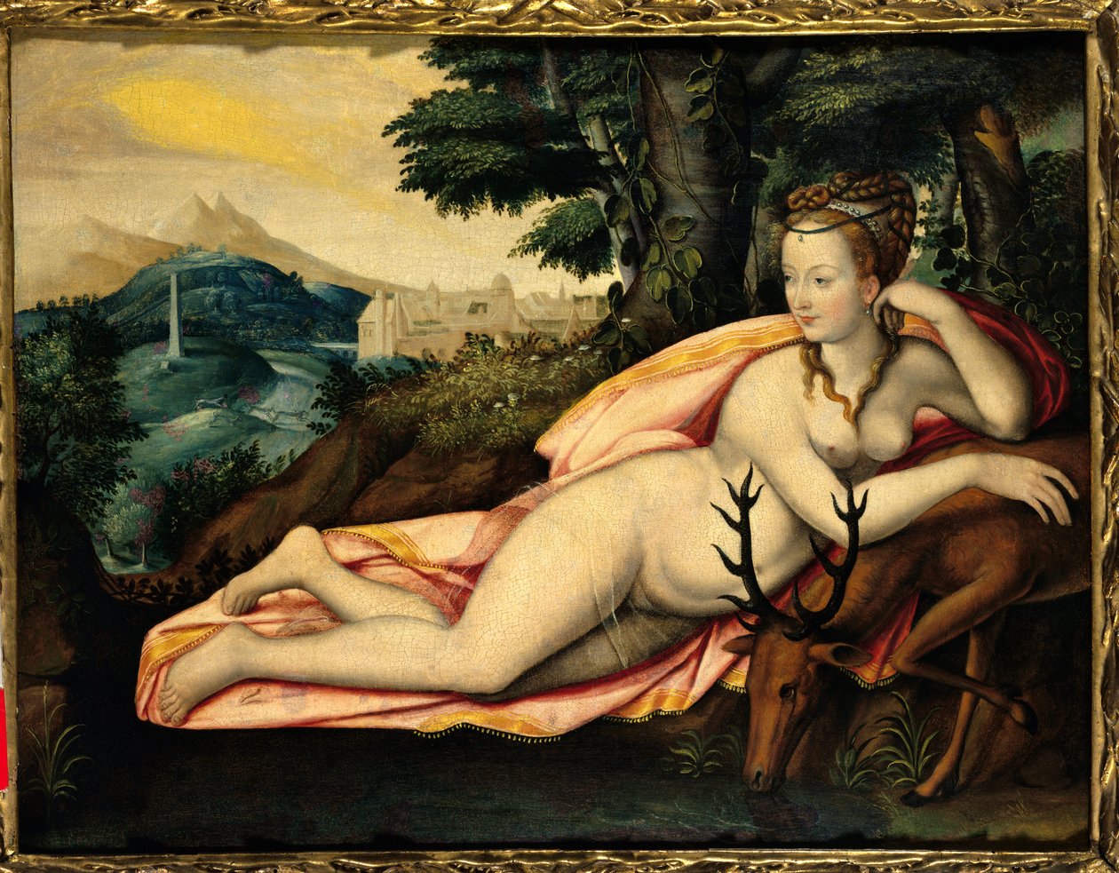 Diane de Poitiers (1499-1566) Breze hölgy, Valentinois hercegnője és Diane ábrázolása Jacques Callot (1592-1635) festménye XVI. Senlis, vadászati ​​múzeum alkotó: Jacques Callot