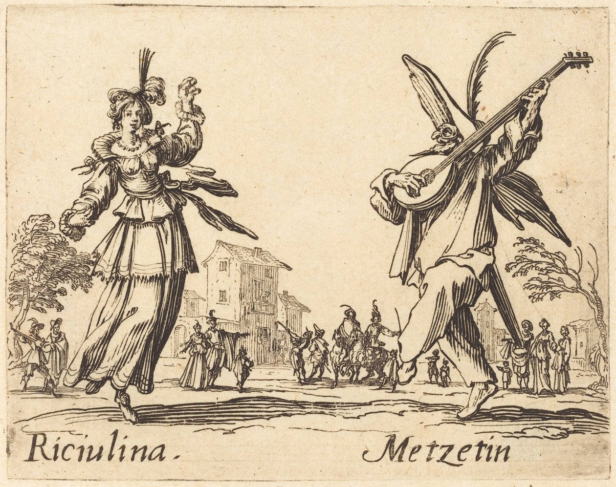 Riciulina és Metzetin alkotó: Jacques Callot