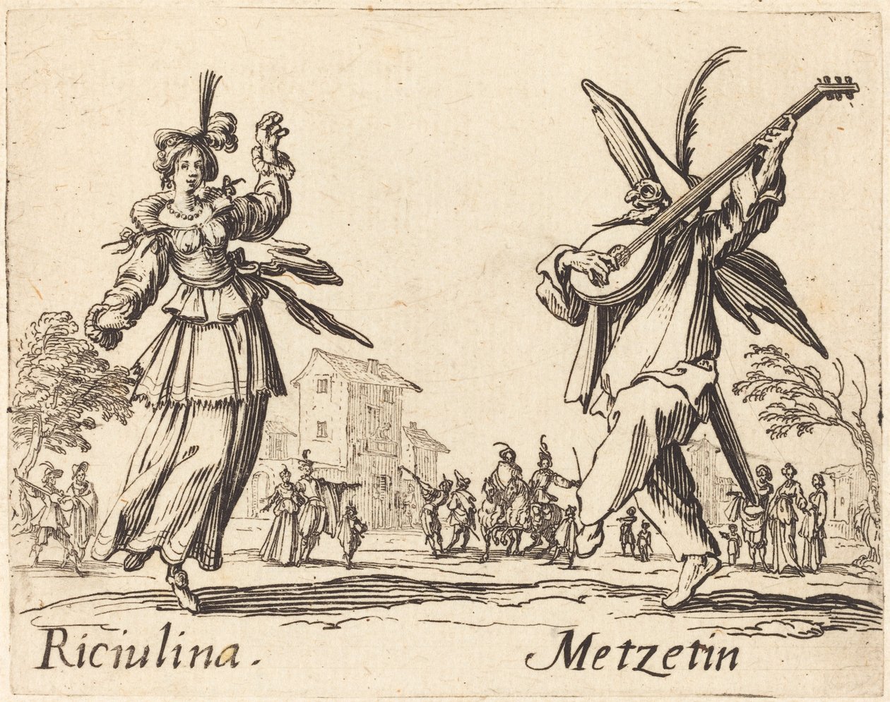Riciulina és Metzetin alkotó: Jacques Callot