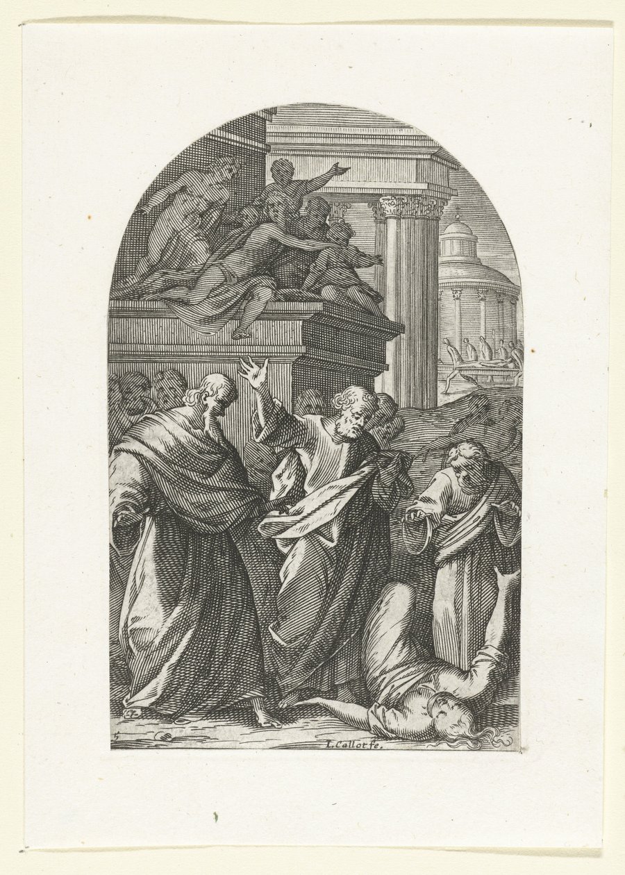 Sapphira halállal büntették Festmények és szobrok Rómában (sorozat címe) alkotó: Jacques Callot