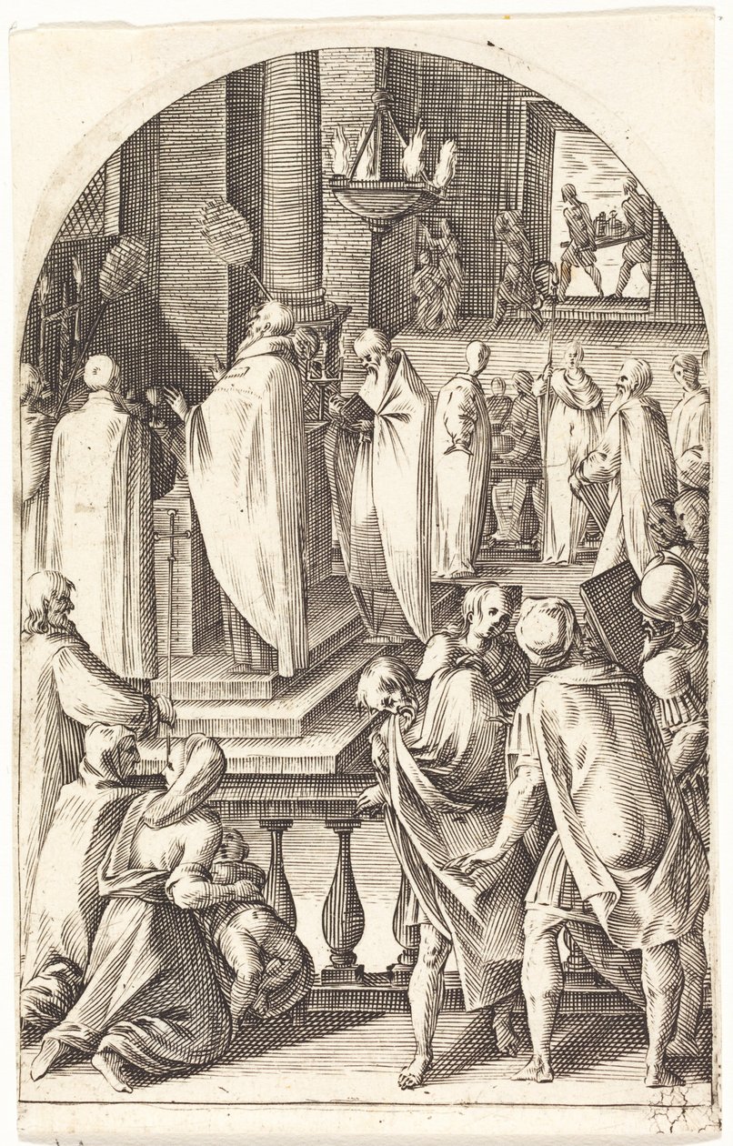 Szent Bazil a szentmisét celebrálja alkotó: Jacques Callot